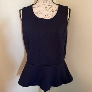 New York And Company Navy Peplum Top Large